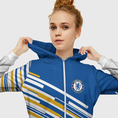 Женская толстовка 3D на молнии Chelsea  2018 Line, цвет белый - фото 5