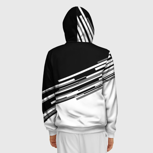 Мужская толстовка 3D на молнии Juventus stripes style, цвет белый - фото 4