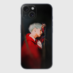 Чехол для iPhone 15 силиконовый с защитой камеры Suga BTS