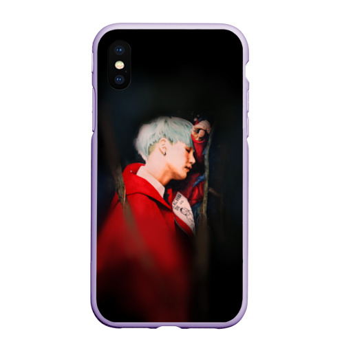 Чехол для iPhone XS Max матовый Suga BTS, цвет светло-сиреневый