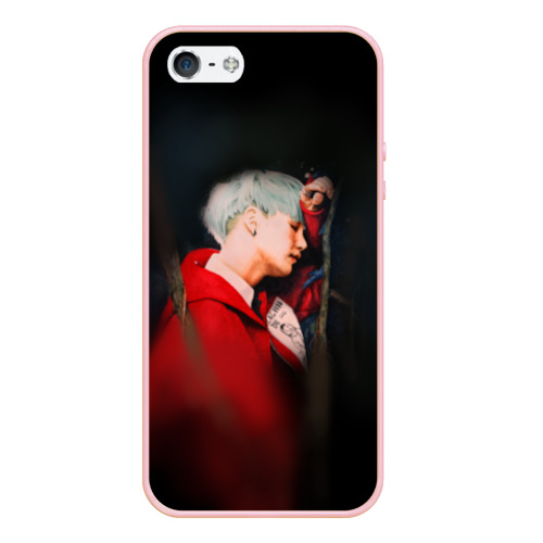 Чехол для iPhone 5/5S матовый Suga BTS, цвет светло-розовый