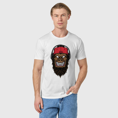 Мужская футболка хлопок Горилла в наушниках - фото 3