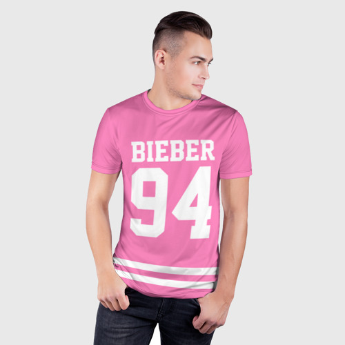 Мужская футболка 3D Slim Bieber Team Pink, цвет 3D печать - фото 3