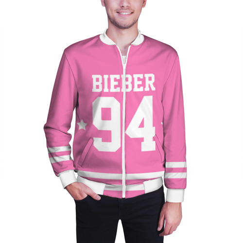 Мужской бомбер 3D Bieber Team Pink, цвет белый - фото 3