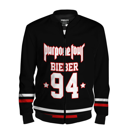 Мужской бомбер 3D Bieber Team Black, цвет черный