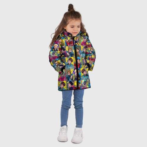 Зимняя куртка для девочек 3D Bangtan Boys, цвет светло-серый - фото 5