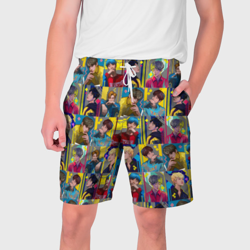 Мужские шорты 3D с принтом Bangtan Boys, вид спереди #2