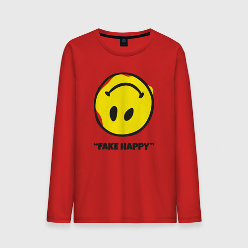 Мужской лонгслив хлопок Fake Happy, цвет красный