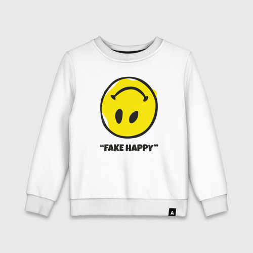 Детский свитшот хлопок Fake Happy, цвет белый