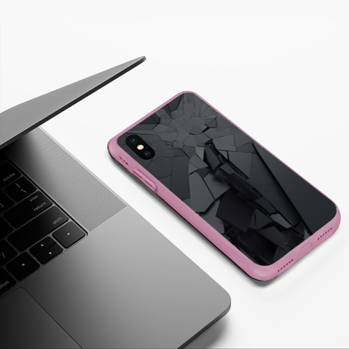 Чехол для iPhone XS Max матовый Mirror abstraction collection, цвет розовый - фото 5