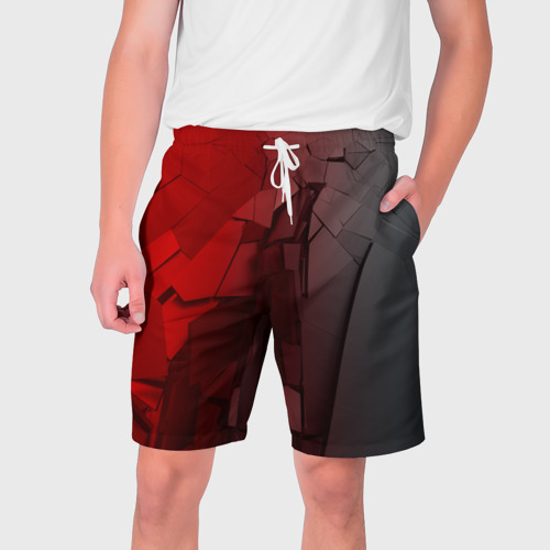 Мужские шорты 3D GRAY&RED MIRROR ABSTRACT