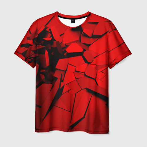 Мужская футболка 3D Carbon abstraction red