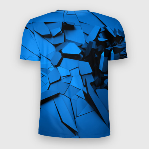 Мужская футболка 3D Slim Carbon abstraction BLUE, цвет 3D печать - фото 2