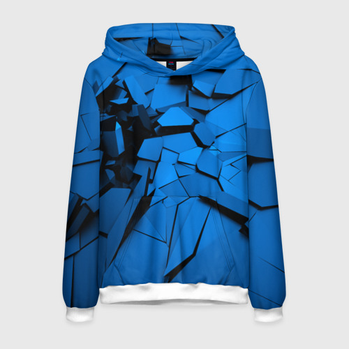 Мужская толстовка 3D Carbon abstraction BLUE, цвет белый