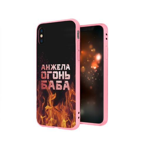 Чехол для iPhone X матовый Анжела огонь баба - фото 3