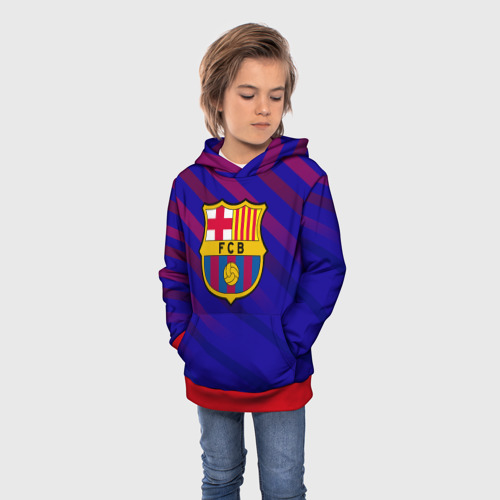 Детская толстовка 3D с принтом FC Barcelona, фото на моделе #1