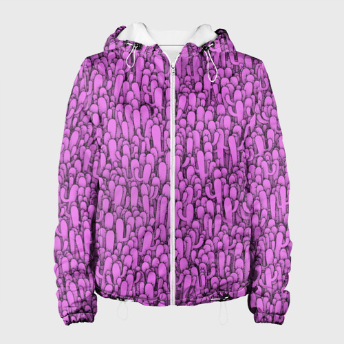Женская куртка 3D Розовые кактусы, цвет белый