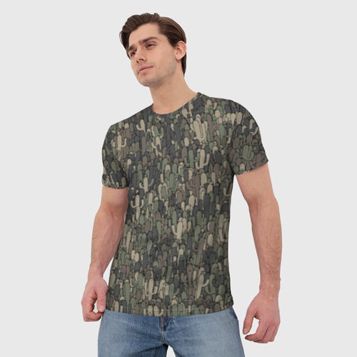 Мужская футболка 3D Камуфляж с кактусами, цвет 3D печать - фото 3