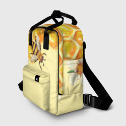 Рюкзак с принтом Любители меда для женщины, вид спереди №2. Цвет основы: белый