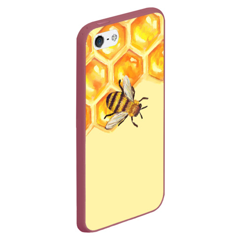 Чехол для iPhone 5/5S матовый Любители меда, цвет малиновый - фото 3