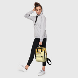 Рюкзак с принтом Любители меда для женщины, вид на модели спереди №4. Цвет основы: белый