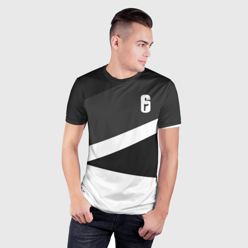 Мужская футболка 3D Slim с принтом RAINBOW SIX SIEGE | РАДУГА 6 ОСАДА | R6S, фото на моделе #1