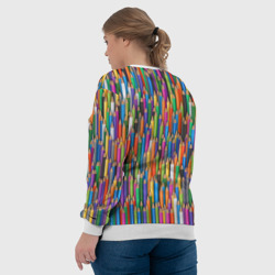 Свитшот с принтом Разноцветные карандаши для женщины, вид на модели сзади №3. Цвет основы: белый