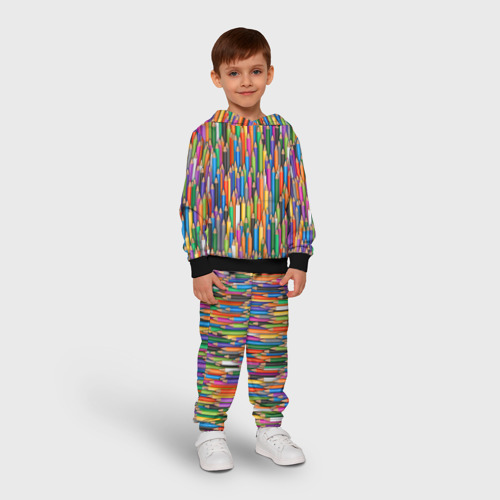 Детский костюм с толстовкой 3D Разноцветные карандаши, цвет черный - фото 3