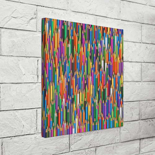 Холст квадратный Разноцветные карандаши, цвет 3D печать - фото 3