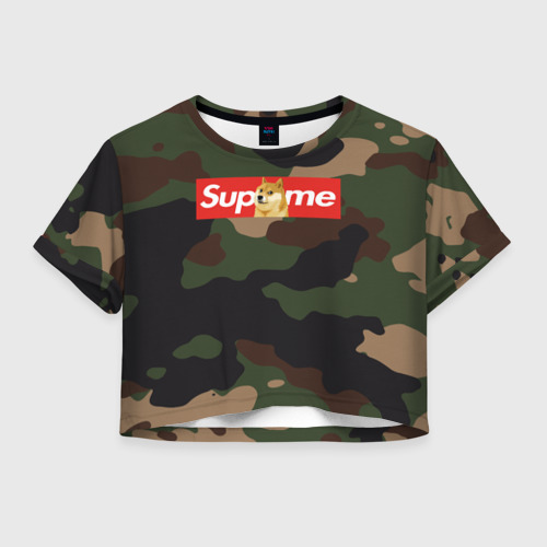 Женская футболка Cropp-top Supreme Doge camouflage Фото 01 Женская футболка Cropp-top Supreme Doge camouflage Фото 01