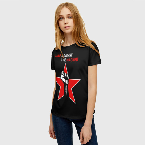 Женская футболка 3D с принтом Rage Against the Machine, фото на моделе #1