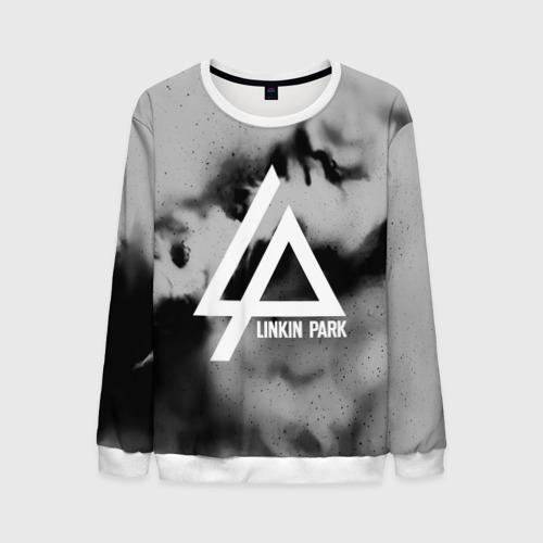 Мужской свитшот 3D LINKIN PARK GRAY ABSTRACT ROCK, цвет белый