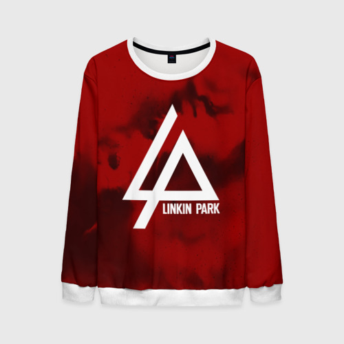 Мужской свитшот 3D Linkin Park color red music, цвет белый