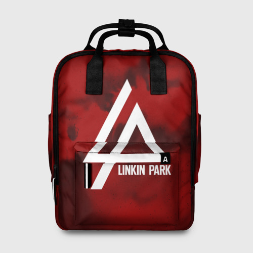 Женский рюкзак 3D с принтом Linkin Park color red music, вид спереди #2