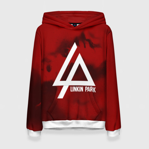 Женская толстовка 3D с принтом Linkin Park color red music, вид спереди #2