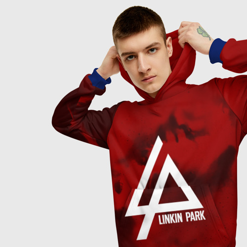 Мужская толстовка 3D Linkin Park color red music, цвет синий - фото 5