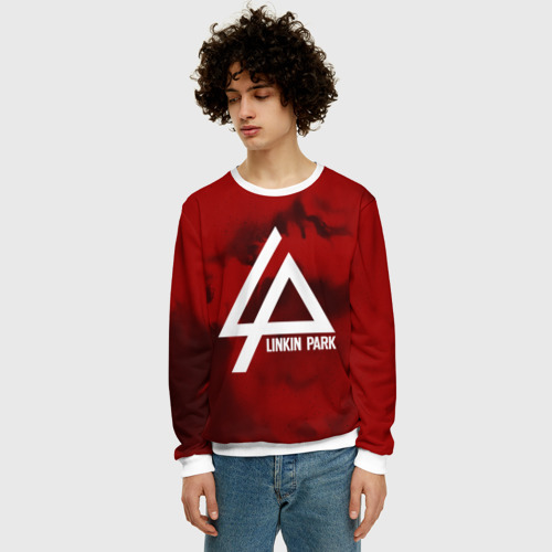 Мужской свитшот 3D Linkin Park color red music, цвет белый - фото 3