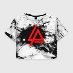 Женская футболка Crop-top 3D Linkin Park spray gray