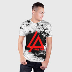 Мужская футболка 3D Slim Linkin Park spray gray - фото 2