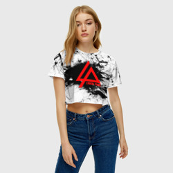 Женская футболка Crop-top 3D Linkin Park spray gray - фото 2
