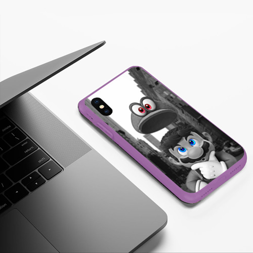 Чехол для iPhone XS Max матовый Super Mario Odyssey, цвет фиолетовый - фото 5