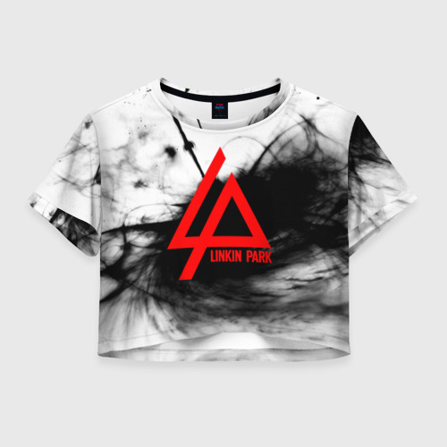 Женская футболка Crop-top 3D Linkin Park gray smoke music, цвет 3D печать