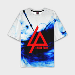 Мужская футболка oversize 3D Linkin Park blue smoke