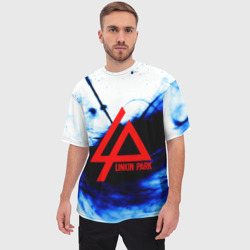 Мужская футболка oversize 3D Linkin Park blue smoke - фото 2