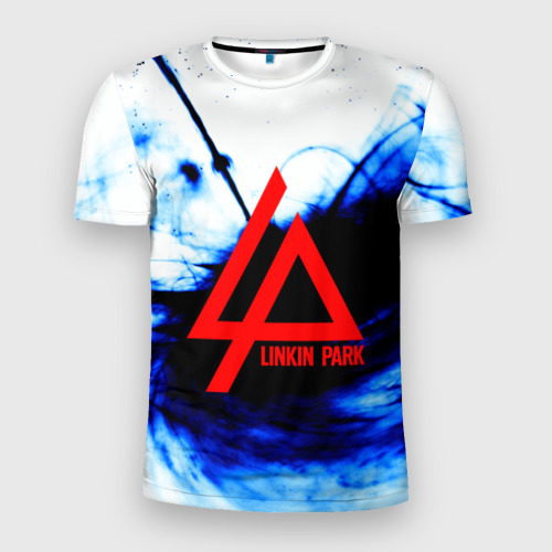 Мужская футболка 3D Slim Linkin Park blue smoke, цвет 3D печать