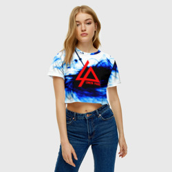 Женская футболка Crop-top 3D Linkin Park blue smoke - фото 2