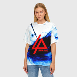 Женская футболка oversize 3D Linkin Park blue smoke - фото 2