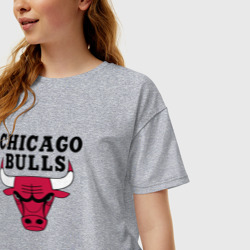 Женская футболка хлопок Oversize Чикаго Буллз - фото 2