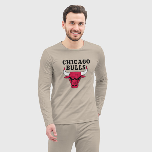 Мужская пижама с лонгсливом хлопок Чикаго Буллз, цвет миндальный - фото 5
