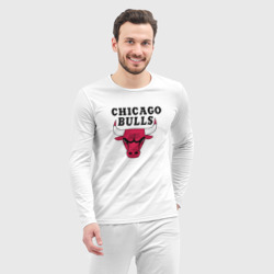 Пижама с принтом Чикаго Буллз для любого человека, вид спереди №3. Цвет основы: белый